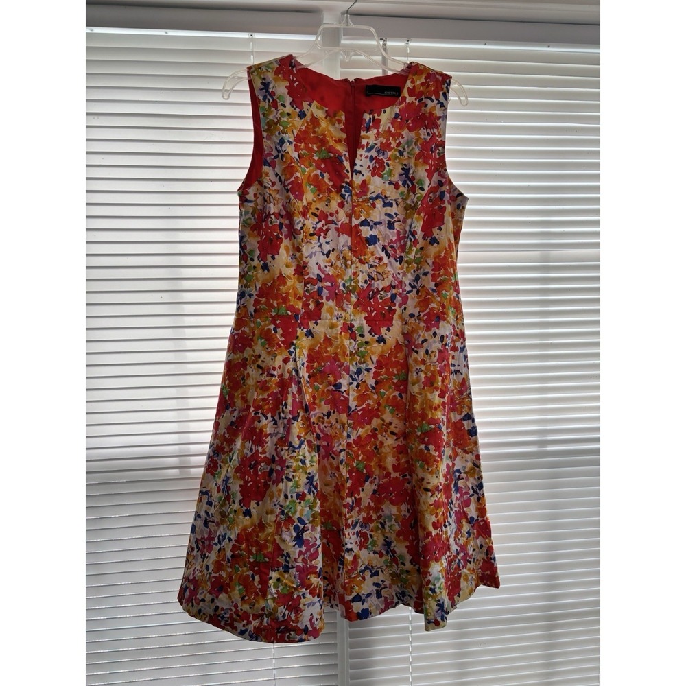 Chetta B Sleeveless Floral Dress Size 10 Fit & Flare Zip Lined Summer Sundress